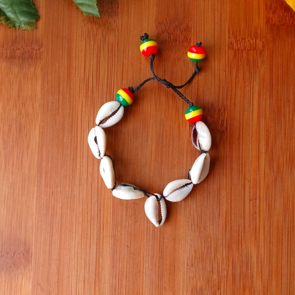 1PC Beautiful Cowrie Shell Rasta Bracelet - Picture 4 of 12